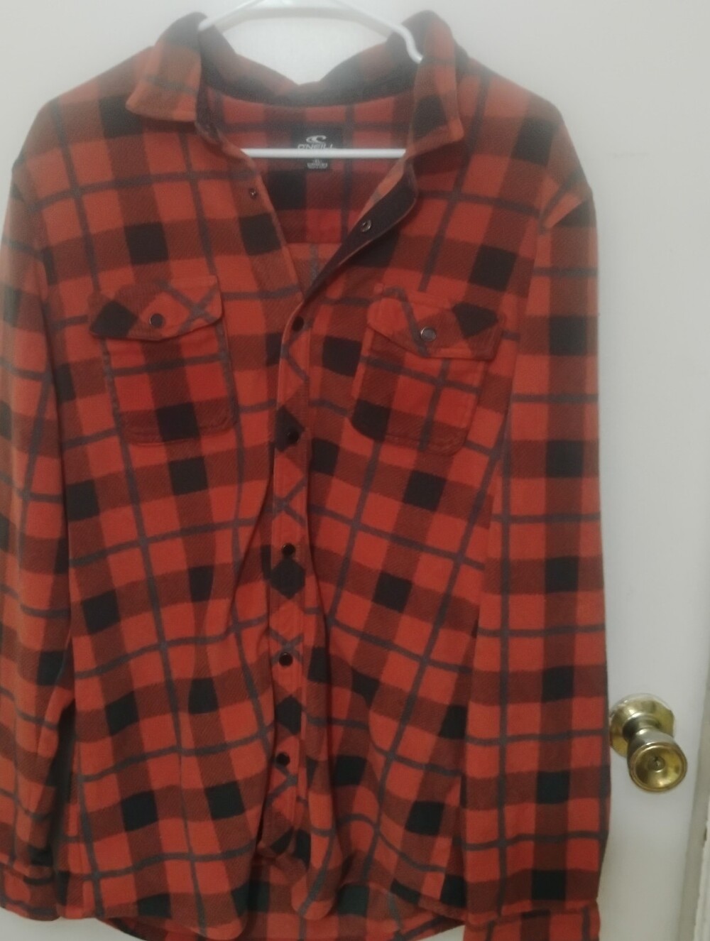 O'Neill Red and Black Plaid Fleece Jacket